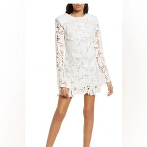 White Long Sleeve Lace Mini Dress by Amy Lynn – Elegant and Feminine